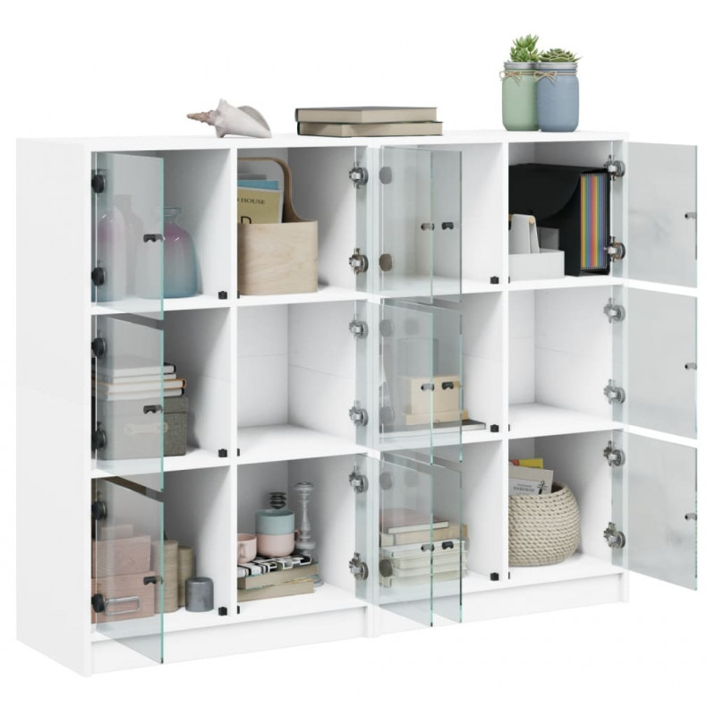 Biblioteczka z drzwiczkami, biała, 136x37x109 cm