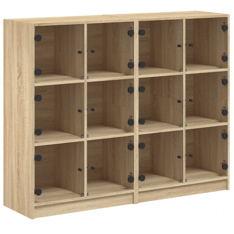 Biblioteczka z drzwiczkami, dąb sonoma, 136x37x109 cm