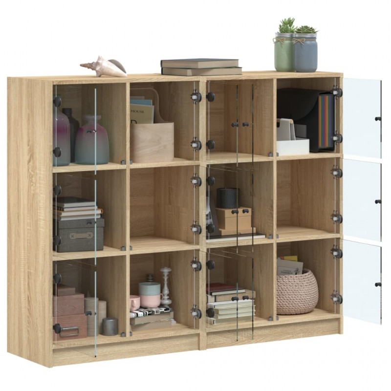 Biblioteczka z drzwiczkami, dąb sonoma, 136x37x109 cm