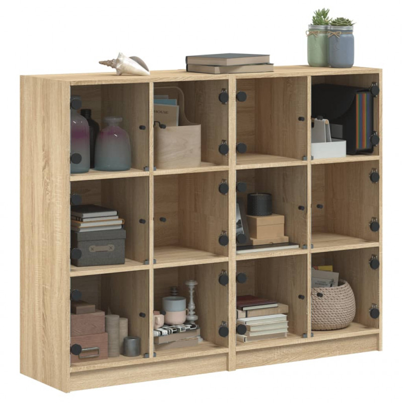 Biblioteczka z drzwiczkami, dąb sonoma, 136x37x109 cm