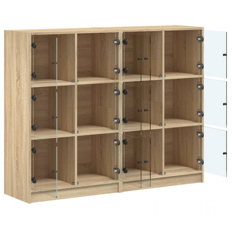Biblioteczka z drzwiczkami, dąb sonoma, 136x37x109 cm