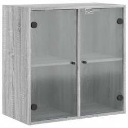Szafka wisząca, szklane drzwi, szary dąb sonoma, 68x37x68,5 cm