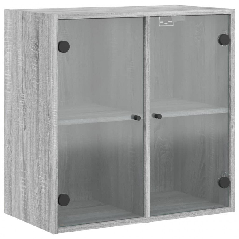 Szafka wisząca, szklane drzwi, szary dąb sonoma, 68x37x68,5 cm