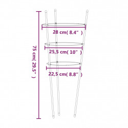 Podpórki dla roślin, z 3 obręczami, 5 szt, zielone, 75 cm, stal