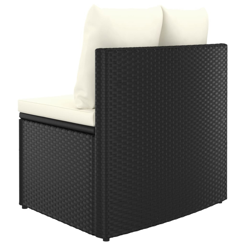 2-częściowa sofa ogrodowa, z poduszkami, polirattan, czarna
