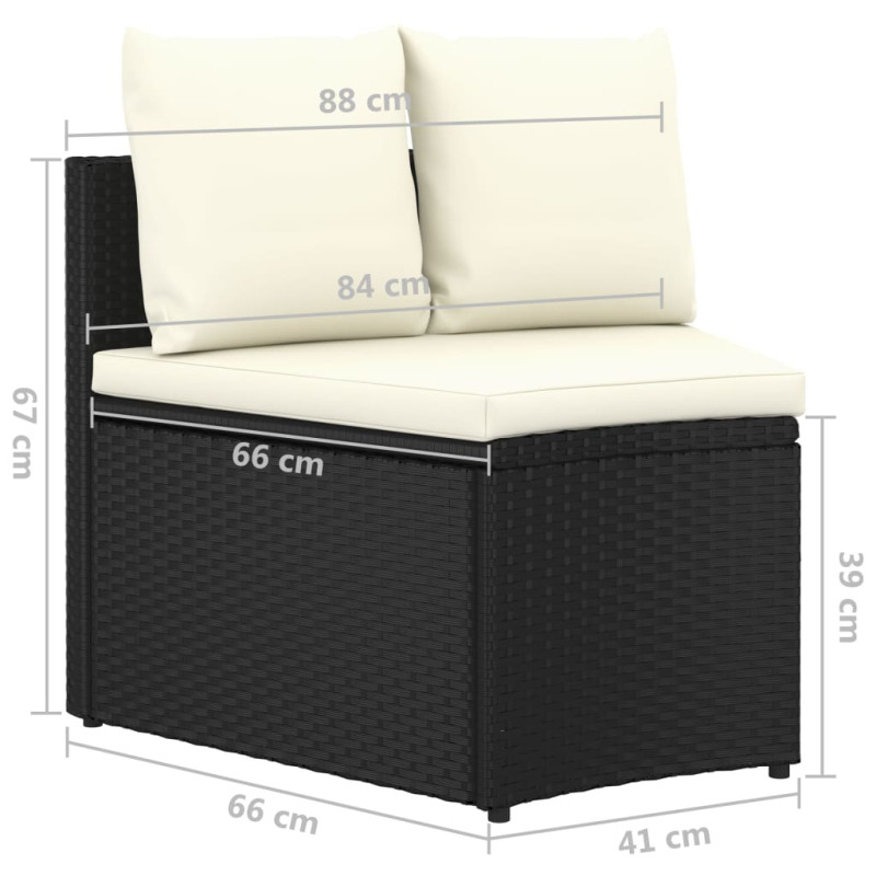 2-częściowa sofa ogrodowa, z poduszkami, polirattan, czarna