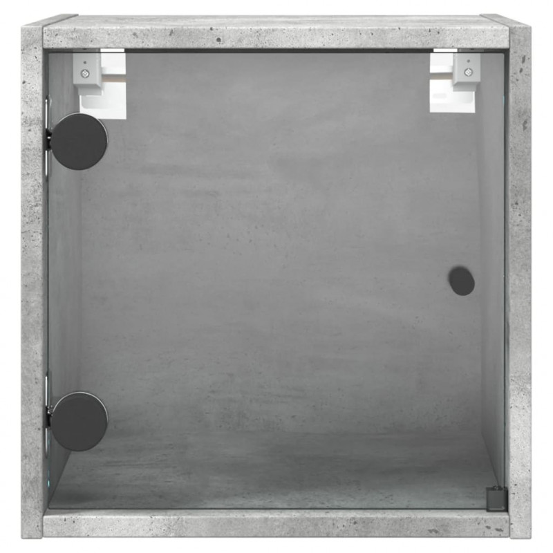 Szafki nocne, 2 szt., szklane drzwi, szary beton, 35x37x35 cm