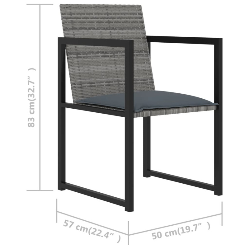 5-cz. zestaw mebli ogrodowych z poduszkami, rattan PE, szary