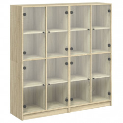 Biblioteczka z drzwiczkami, dąb sonoma, 136x37x142 cm