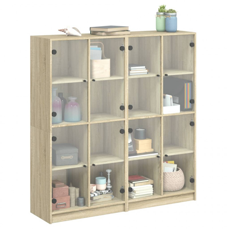 Biblioteczka z drzwiczkami, dąb sonoma, 136x37x142 cm