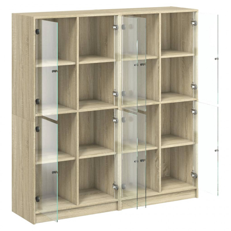 Biblioteczka z drzwiczkami, dąb sonoma, 136x37x142 cm