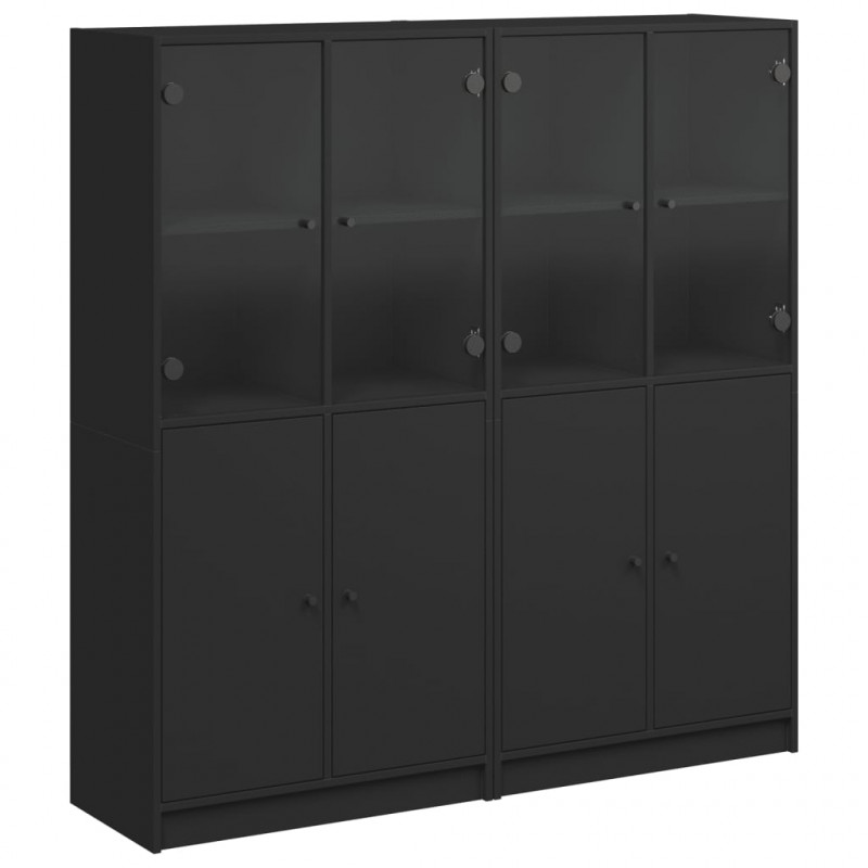 Biblioteczka z drzwiczkami, czarna, 136x37x142 cm