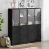 Biblioteczka z drzwiczkami, czarna, 136x37x142 cm