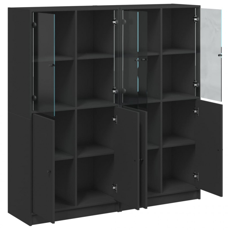 Biblioteczka z drzwiczkami, czarna, 136x37x142 cm