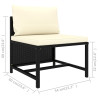 4-osobowa sofa ogrodowa z poduszkami, polirattan, czarna