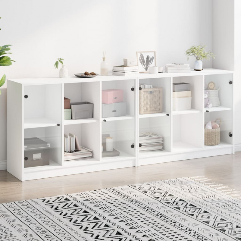 Biblioteczka z drzwiczkami, biała, 204x37x75 cm