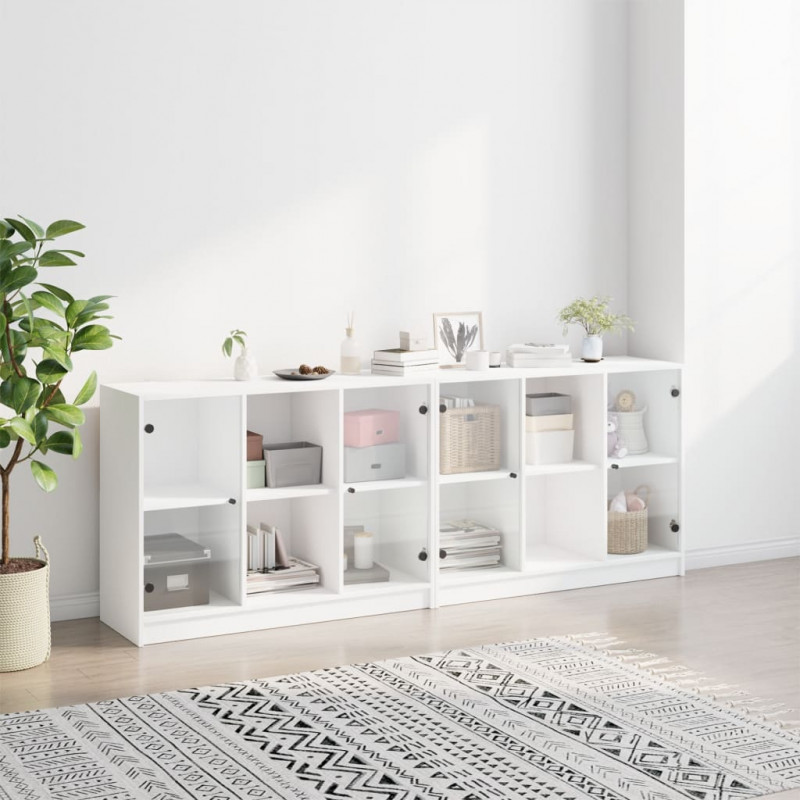 Biblioteczka z drzwiczkami, biała, 204x37x75 cm