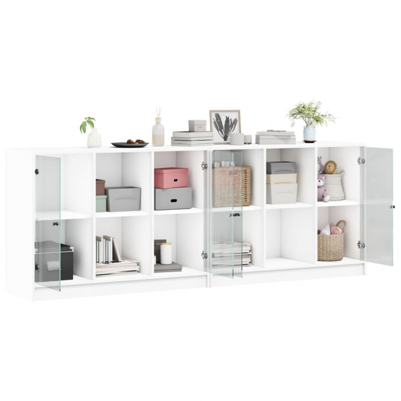 Biblioteczka z drzwiczkami, biała, 204x37x75 cm