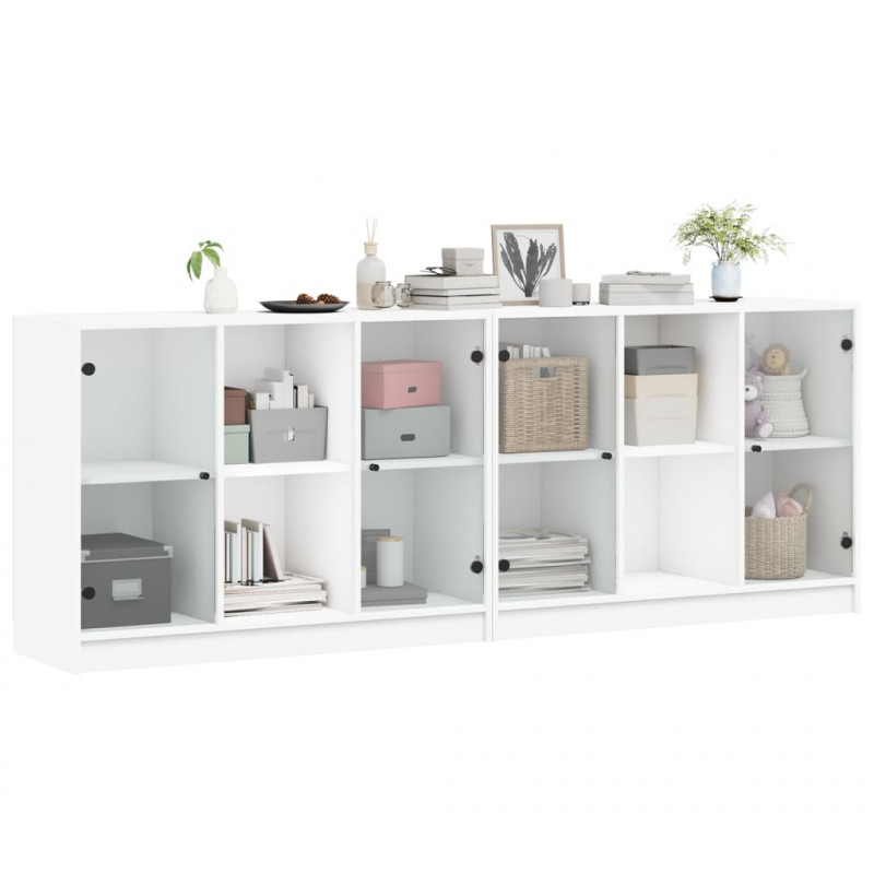 Biblioteczka z drzwiczkami, biała, 204x37x75 cm