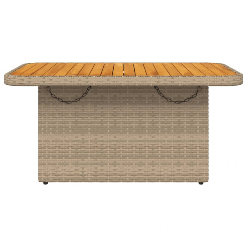 Stół ogrodowy, beżowy, 90x55x71 cm, polirattan i akacja