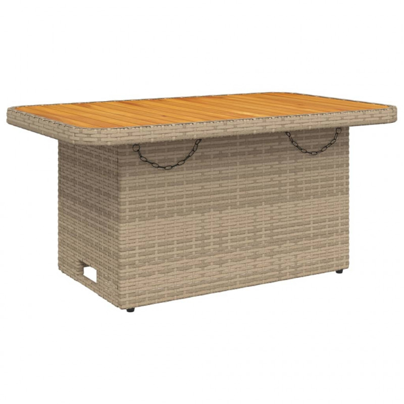 Stół ogrodowy, beżowy, 90x55x71 cm, polirattan i akacja