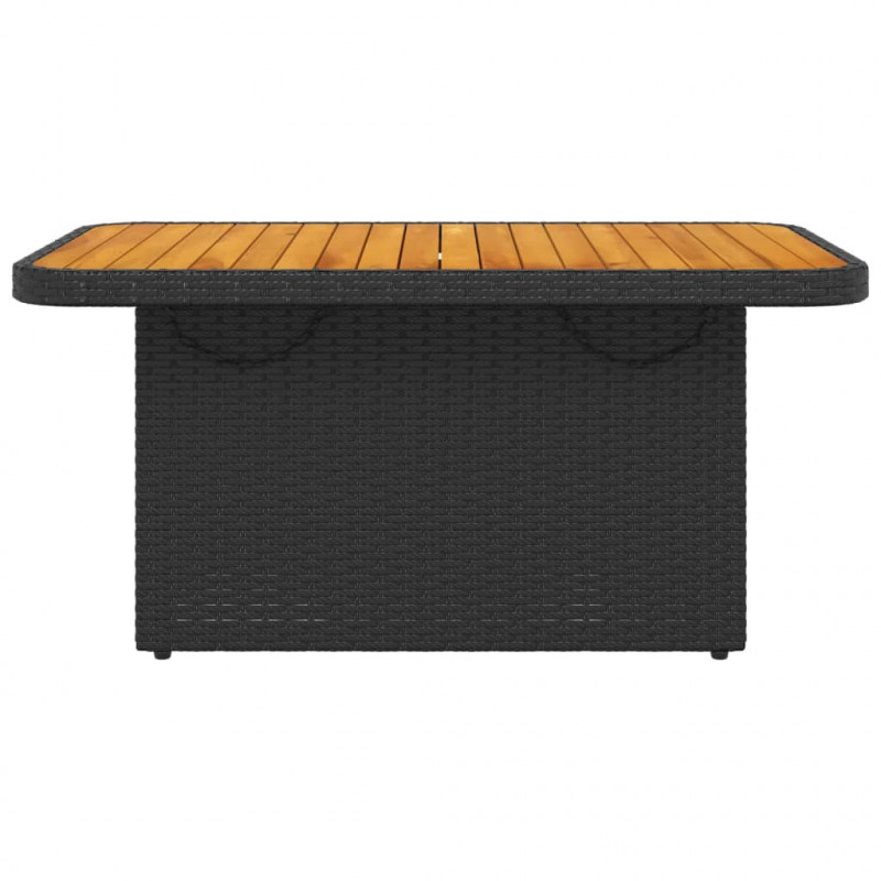 Stół ogrodowy, czarny, 90x55x71 cm, polirattan i akacja