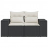 Sofa ogrodowa z poduszkami, 2-osobowa, czarna, polirattan
