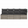 Sofa ogrodowa z poduszkami, 4-osobowa, szara, polirattan