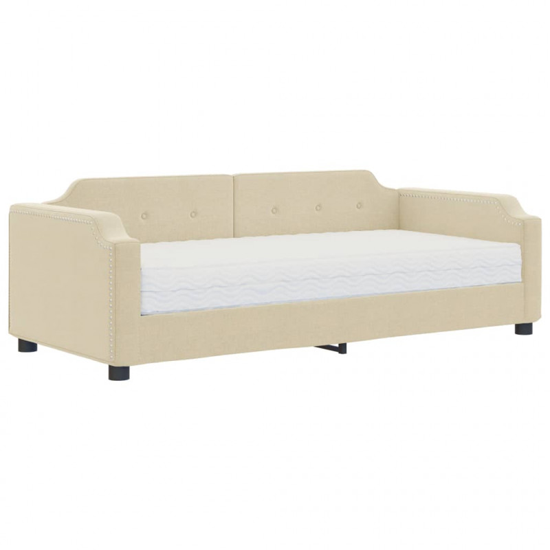 Sofa z materacem do spania, kremowa, 80x200 cm, tkanina