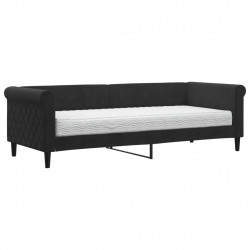 Sofa z materacem do spania, czarna, 80x200 cm, aksamit