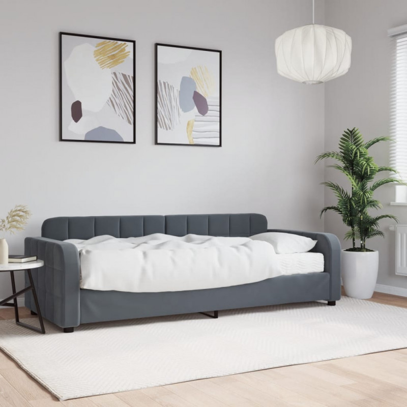 Sofa z materacem do spania, ciemnoszara, 80x200 cm, aksamit