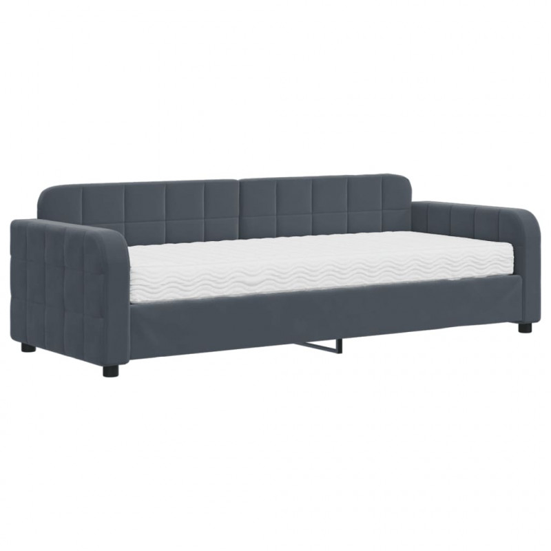 Sofa z materacem do spania, ciemnoszara, 80x200 cm, aksamit