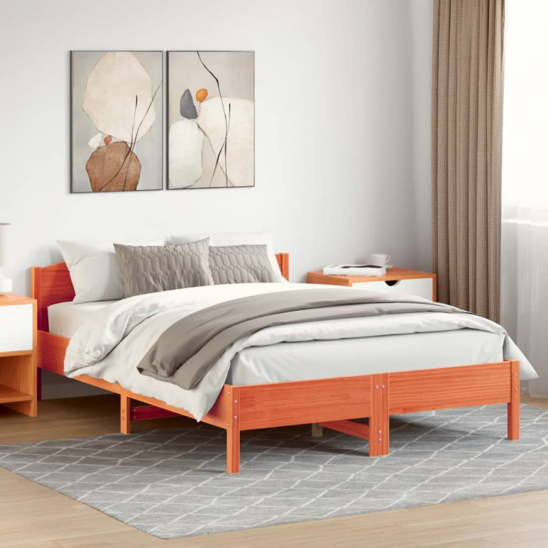 Rama łóżka bez materaca, woskowy brąz, 150x200 cm, lita sosna