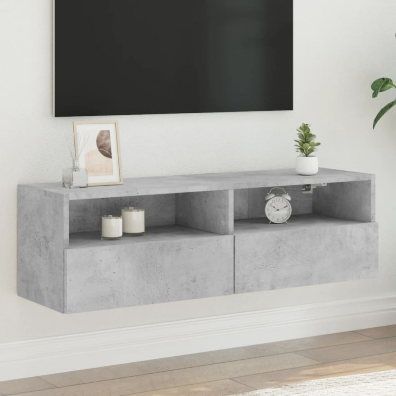 Ścienna szafka TV, szarość betonu, 100x30x30 cm