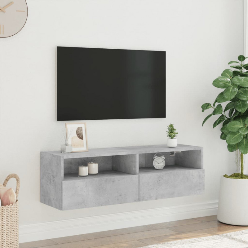 Ścienna szafka TV, szarość betonu, 100x30x30 cm