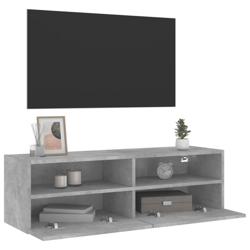 Ścienna szafka TV, szarość betonu, 100x30x30 cm