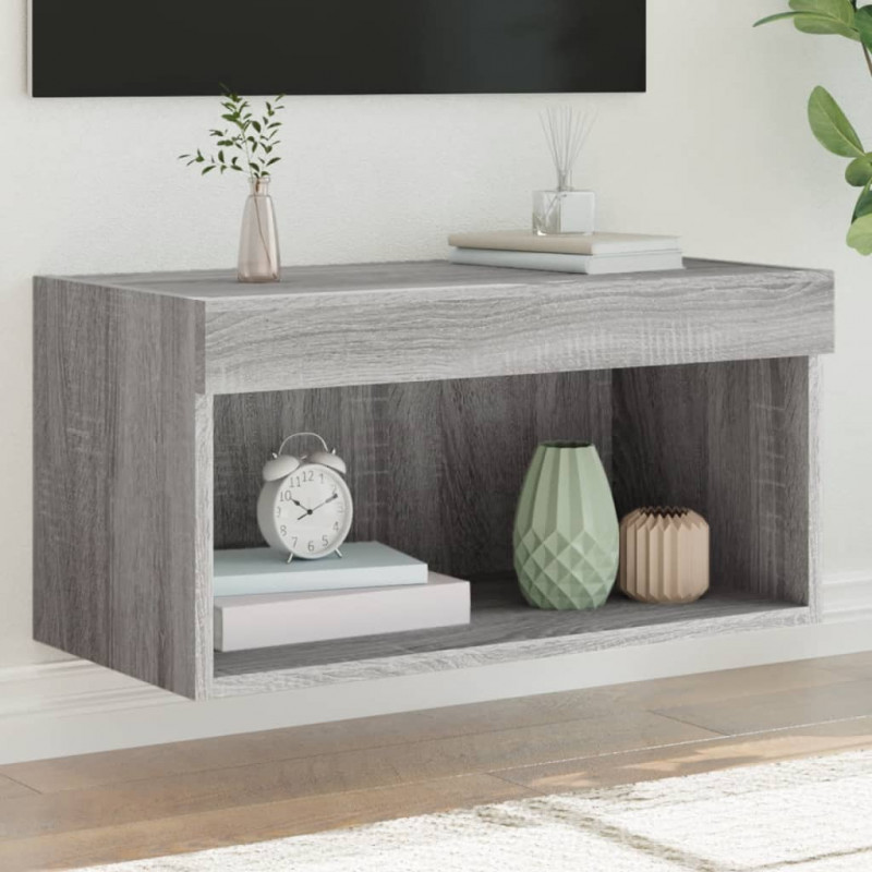 Szafka pod TV, z LED, kolor szary dąb sonoma, 60x30x30 cm