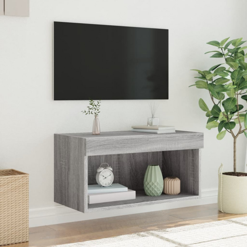 Szafka pod TV, z LED, kolor szary dąb sonoma, 60x30x30 cm