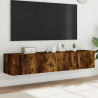 Ścienne szafki TV z LED, 2 szt., przydymiony dąb, 80x35x31 cm