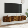 Ścienne szafki TV z LED, 2 szt., przydymiony dąb, 80x35x31 cm