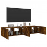 Ścienne szafki TV z LED, 2 szt., przydymiony dąb, 80x35x31 cm
