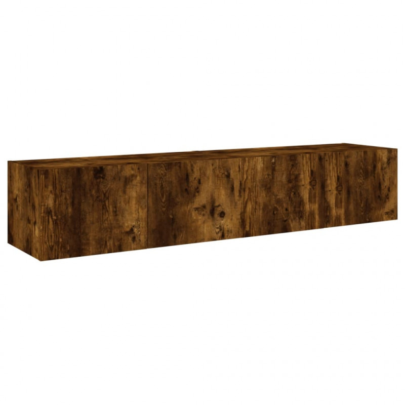 Ścienne szafki TV z LED, 2 szt., przydymiony dąb, 80x35x31 cm