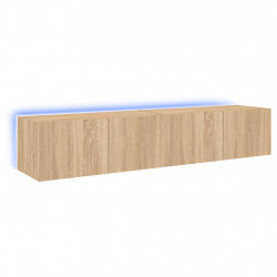 Ścienne szafki TV z LED, 2 szt., dąb sonoma, 80x35x31 cm