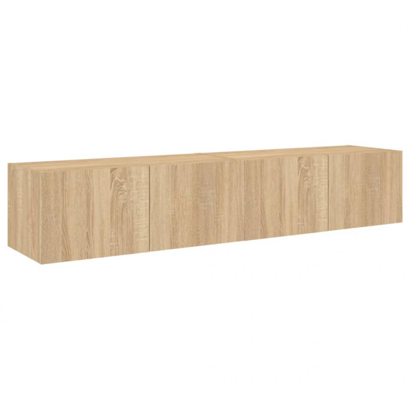 Ścienne szafki TV z LED, 2 szt., dąb sonoma, 80x35x31 cm