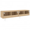 Ścienne szafki TV z LED, 2 szt., dąb sonoma, 80x35x31 cm