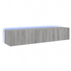 Ścienne szafki TV z LED, 2 szt., szary dąb sonoma, 80x35x31 cm