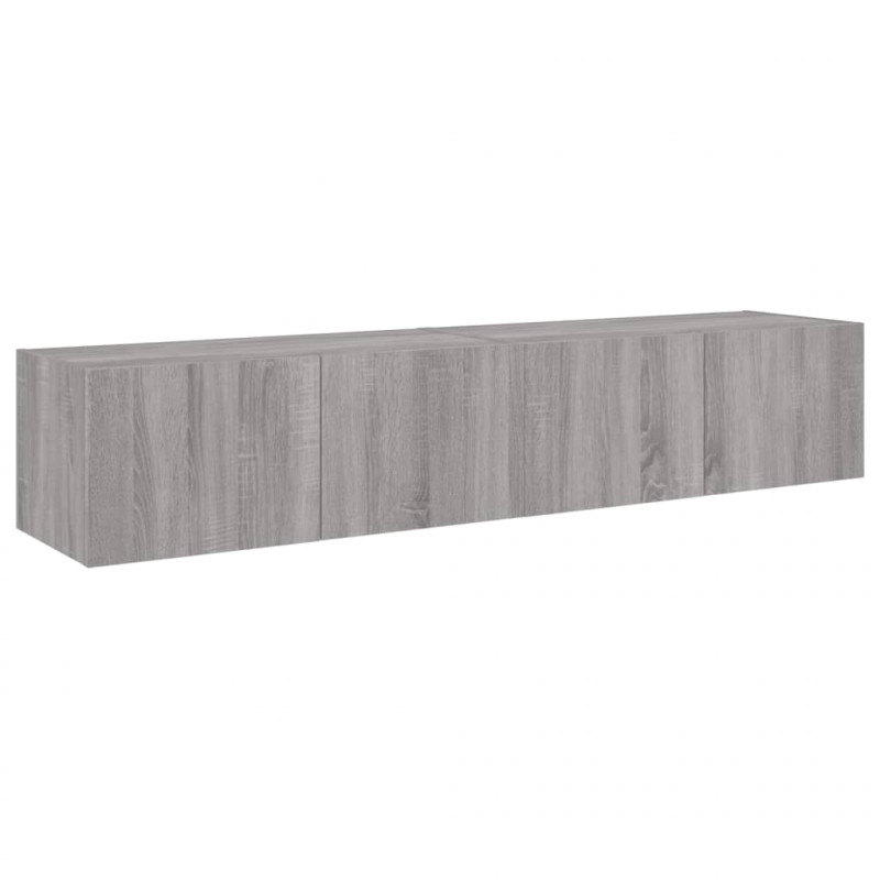 Ścienne szafki TV z LED, 2 szt., szary dąb sonoma, 80x35x31 cm