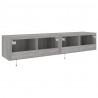 Ścienne szafki TV z LED, 2 szt., szary dąb sonoma, 80x35x31 cm