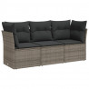 3-częściowa sofa do ogrodu, z poduszkami, szara, polirattanowa