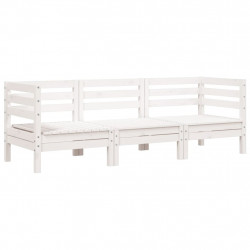 Ogrodowa sofa 3-osobowa, biała, lite drewno sosnowe